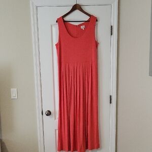 Hot in Hollywood Coral Sleeveless Babydoll Dress XL Rayon Spandex Empire Waist